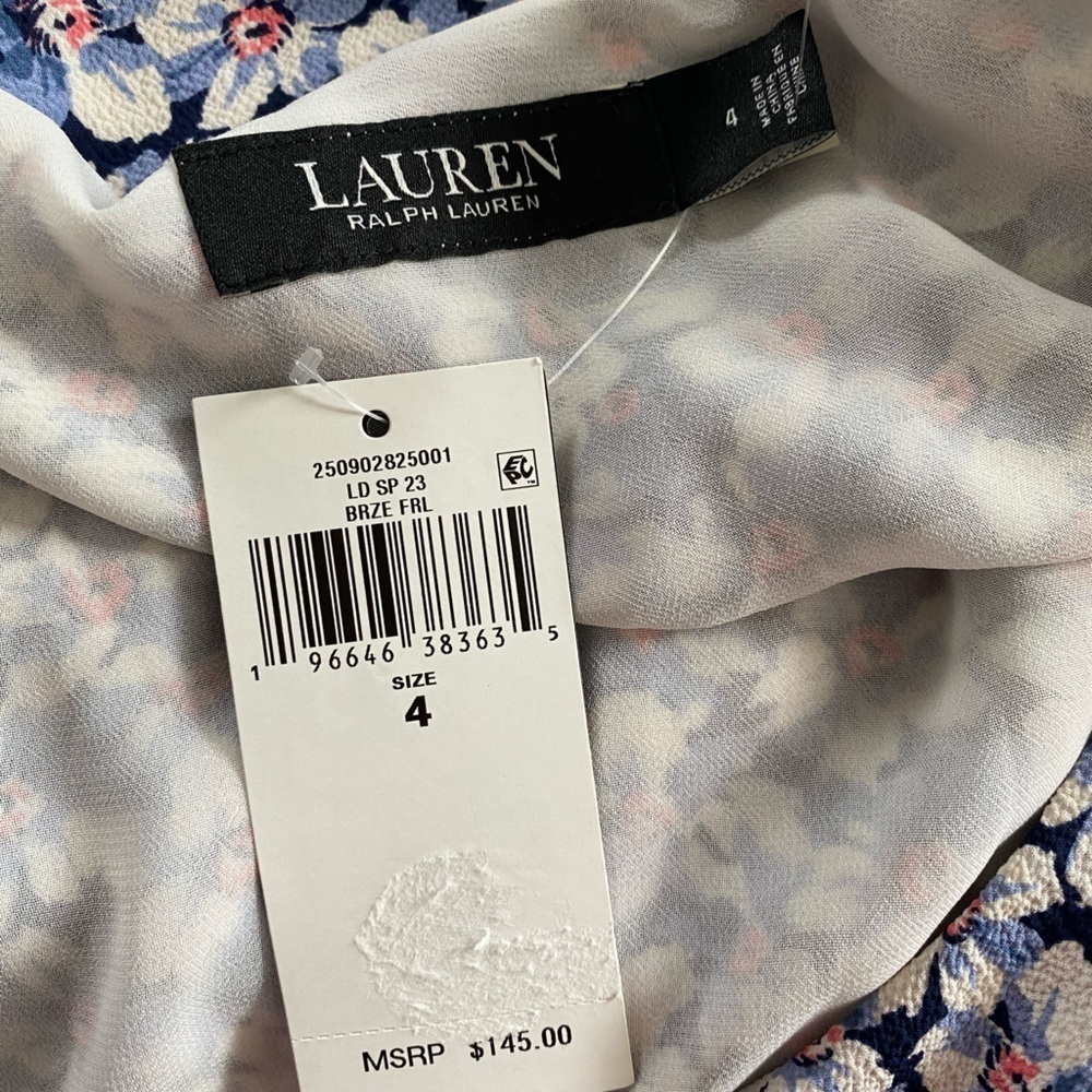 Lauren Ralph Lauren Floral Belted Crepe Dress NWT Size 4 - Picture 8 of 11